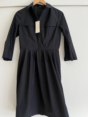 Uniqlo 70% cotton black shirt dress size S